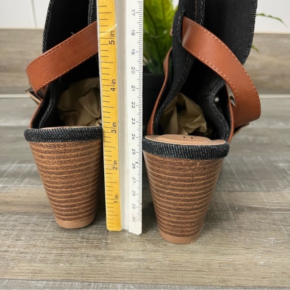 Extreme by Eddie Marc Blue Denim Sandal Block Heels Size 11 - Picture 9 of 12